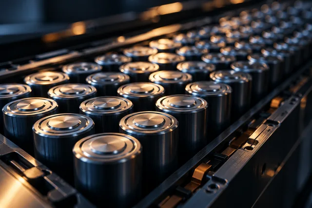 Close-up of battery cell terminals