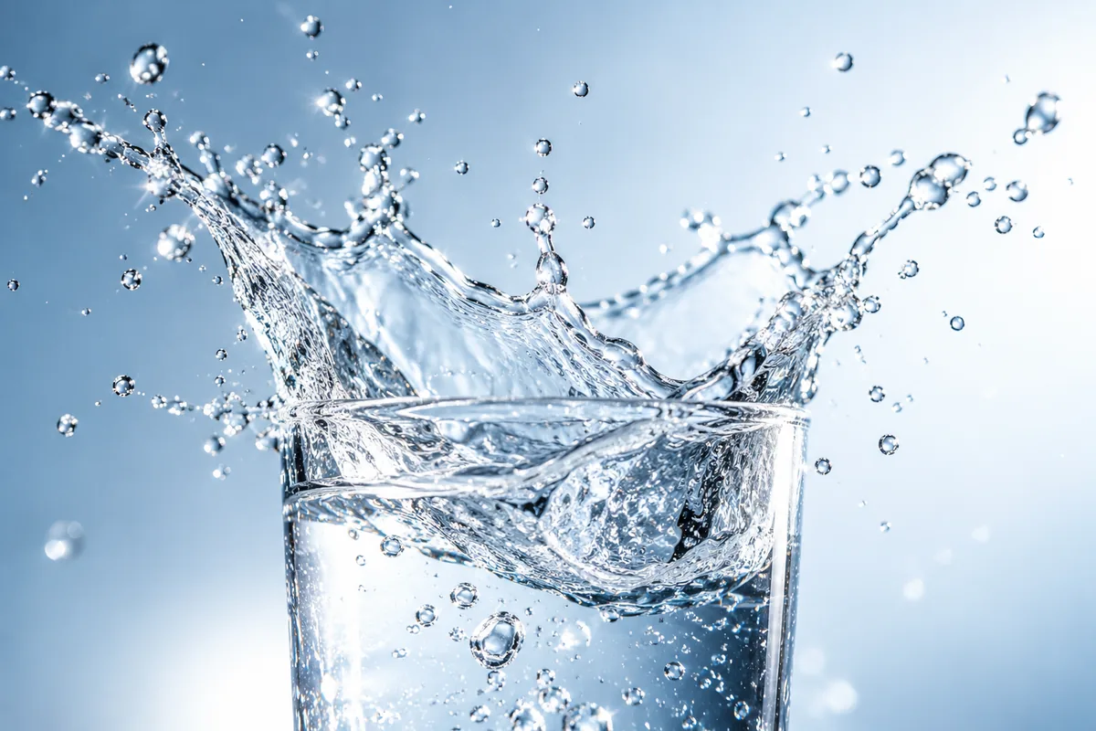Clear water splashing from a glass